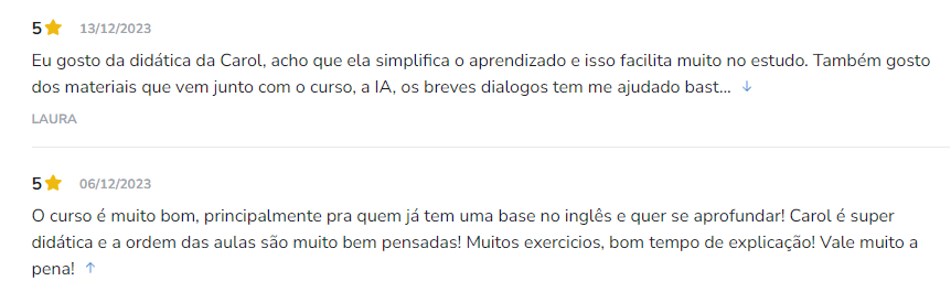 Carol me Ensina Inglês depoimento e resultados de alunos
