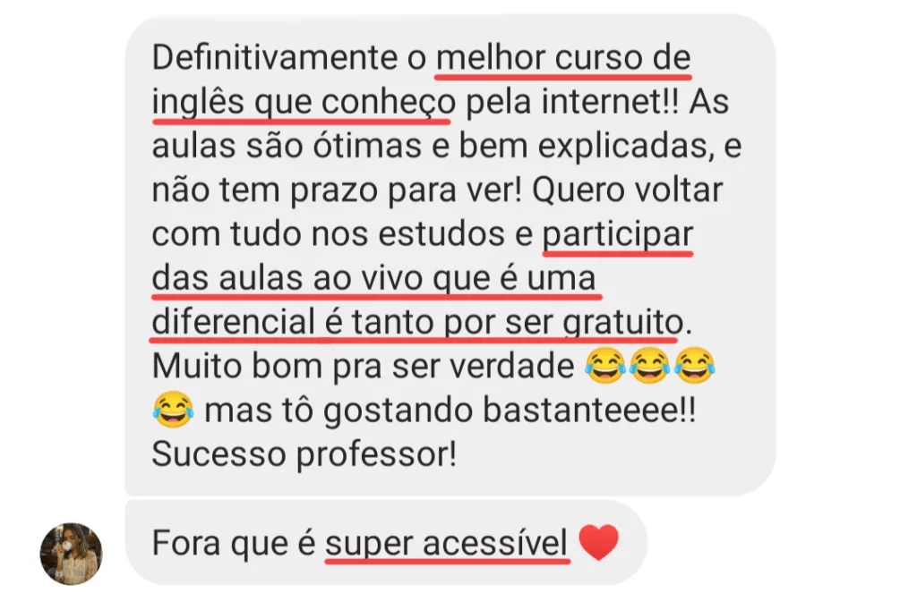 Curso A Jornada do Autodidata em Inglês depoimento e resultados de alunos