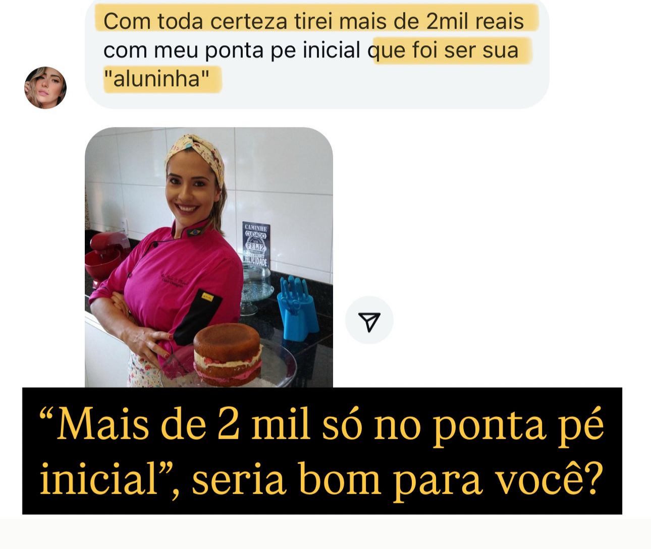 A Nova Era Slice Cake depoimento e resultados de alunos