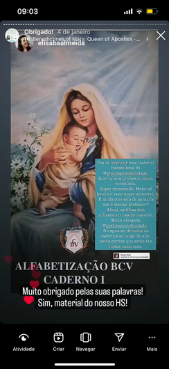 Apostila de Alfabetização BCV depoimento e resultados de alunos