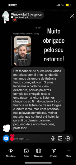 Apostila de Alfabetização BCV depoimento e resultados de alunos