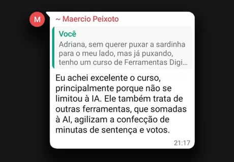 Curso Ferramentas Digitais para Elaboração de Sentenças, Votos e Despachos é bom? depoimentos de alunos