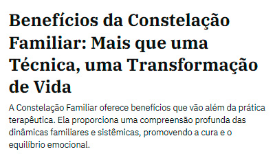 Curso de Constelação Familiar é Bom mesmo