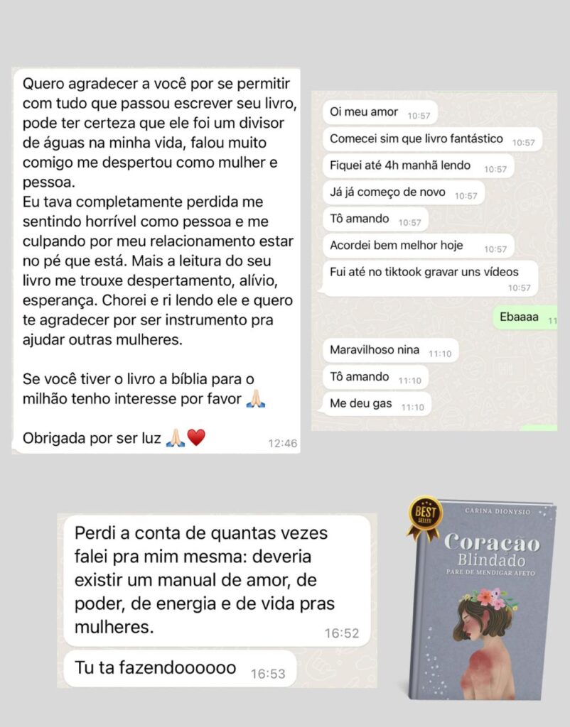 Livro Coração Blindado: Pare de mendigar afeto é bom? depoimentos de alunos