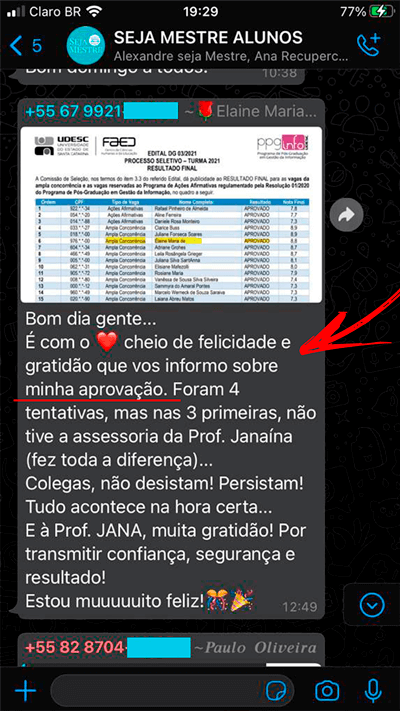 Curso Seja Mestre é bom? depoimentos de alunos