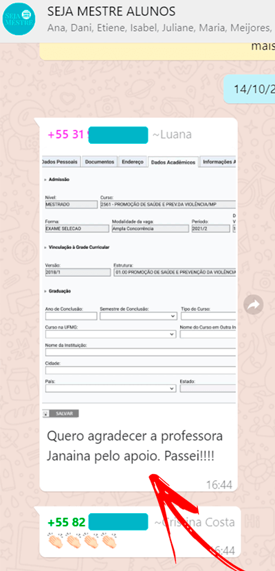 Curso Seja Mestre é bom? depoimentos de alunos