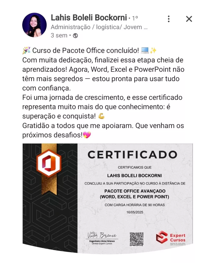 Formação Pacote Office e Power BI é bom? depoimentos de alunos